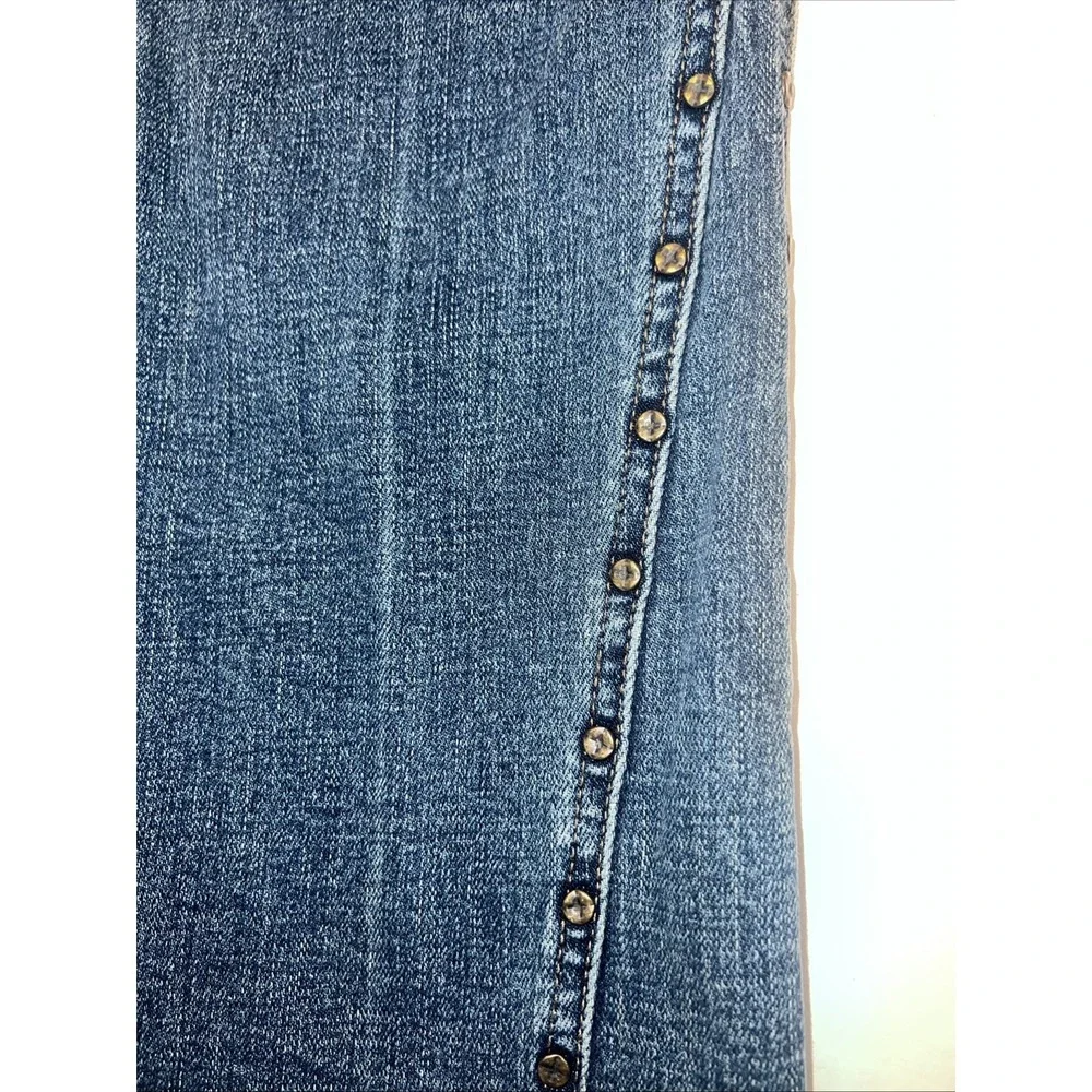 Free People Women's Raw Hem Studded Flare Blue Jeans Size 26